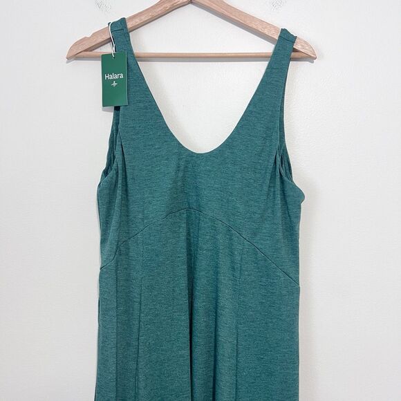Halara U Neck Dress Sleeveless Stretchy Flowy Maxi Green Athleisure Lagenlook L - Picture 3 of 9